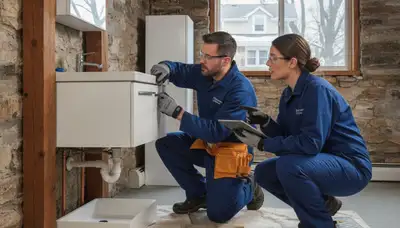 Buffalo, NY plumber repairing a residential plumbing issue for local home service customers