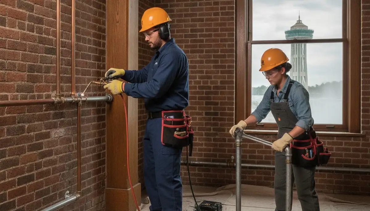 Buffalo, NY plumber repairing a plumbing fixture for a local home service call
