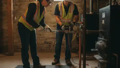 Buffalo, NY plumber repairing a pipe for a residential plumbing service call