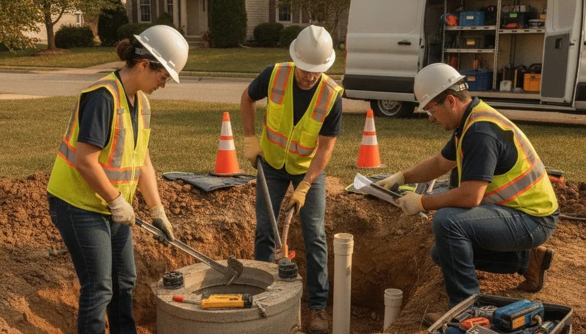 Septic repair service truck for Buffalo, NY homes by On Call Plumbers
