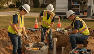 Septic repair service truck for Buffalo, NY homes by On Call Plumbers
