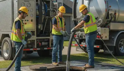 Buffalo, NY plumber cleaning a septic tank for reliable home plumbing maintenance