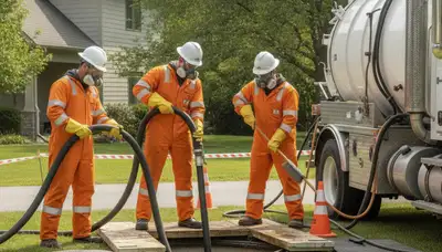 Buffalo, NY plumber cleaning a septic tank for reliable home plumbing service