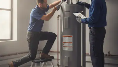 Buffalo, NY plumber repairing a water heater for fast, same-day home service